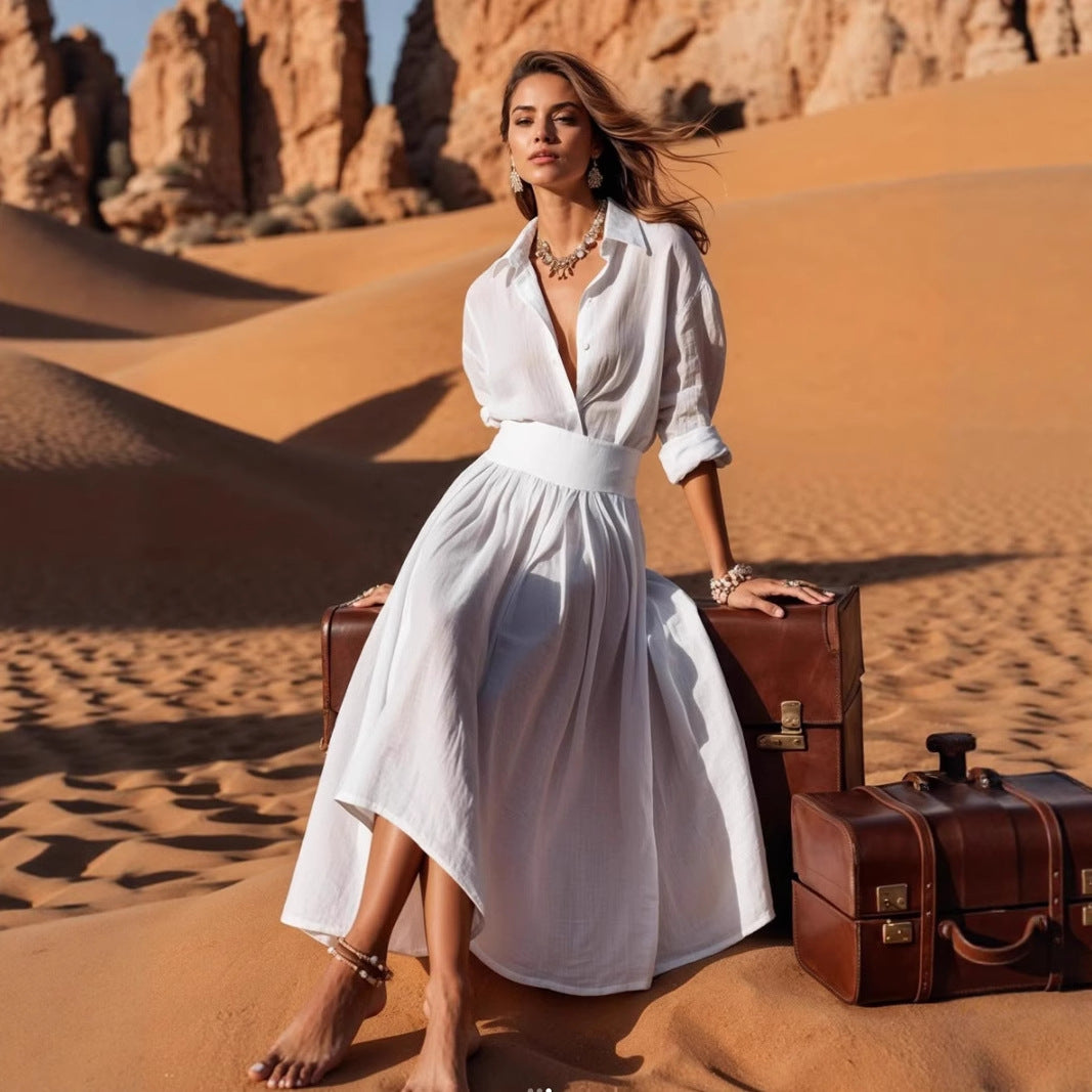 Damen Hemdkleid mit asymmetrischem Saum und tailliertem Schnitt Drune