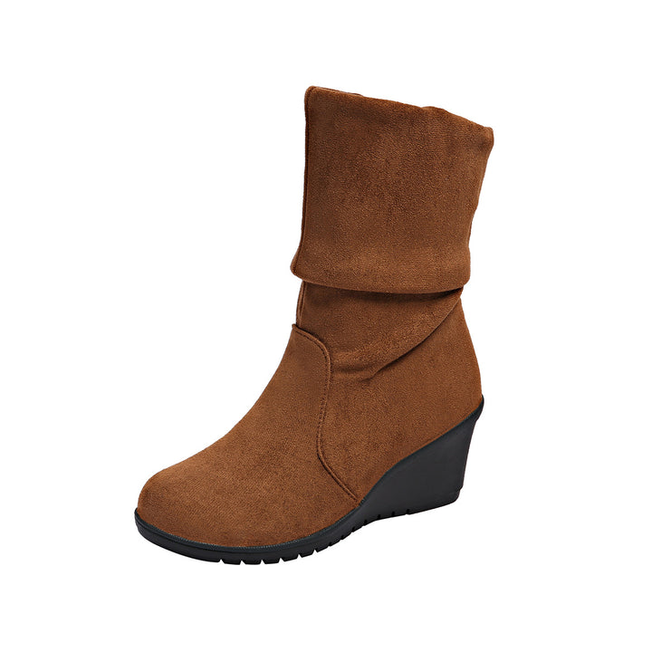 Damen Modische Wedge-Stiefeletten aus weichem Wildleder Drune