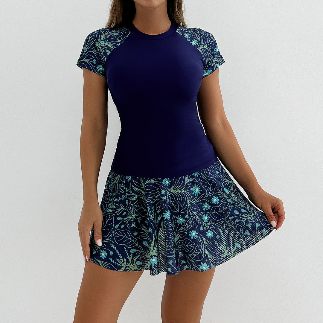 Damen Sportliches Schwimmdress mit floralem Rock Drune