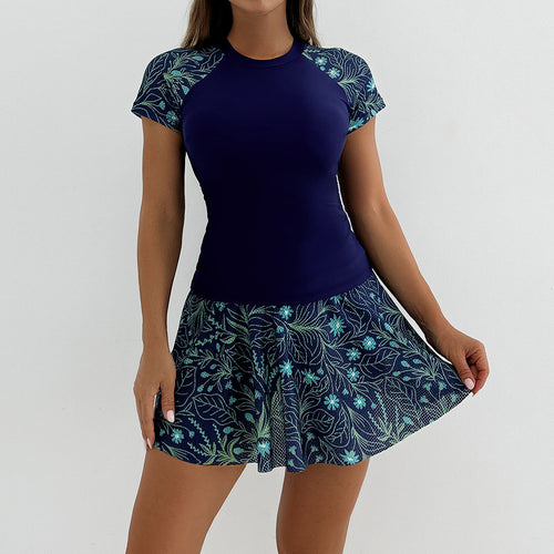 Damen Sportliches Schwimmdress mit floralem Rock Drune