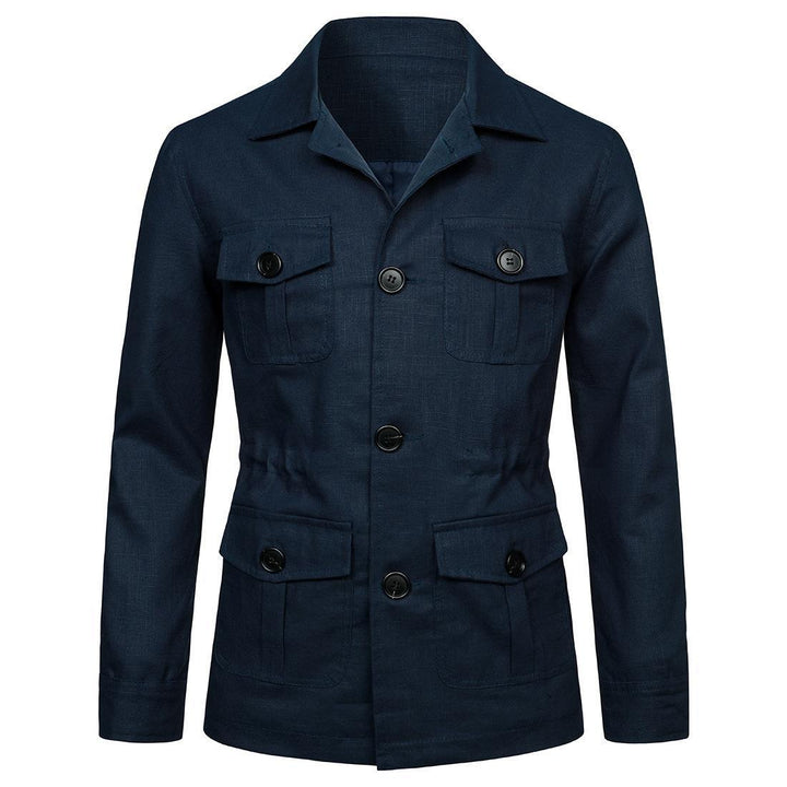 Herren nan Utility-Jacke aus Leinen mit vier aufgesetzten Taschen und taillierter Silhouette Drune