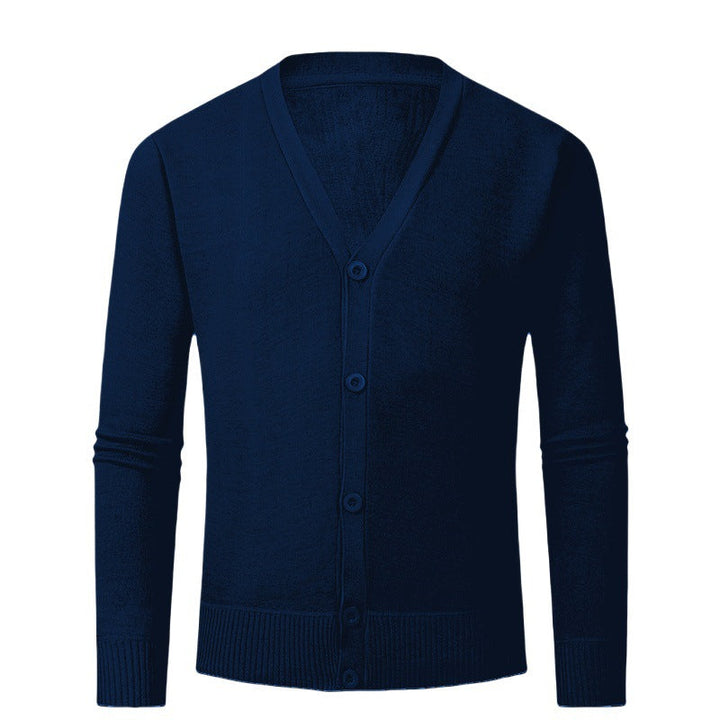 Herren Strickjacke mit V-Ausschnitt und knopflosem Design Drune