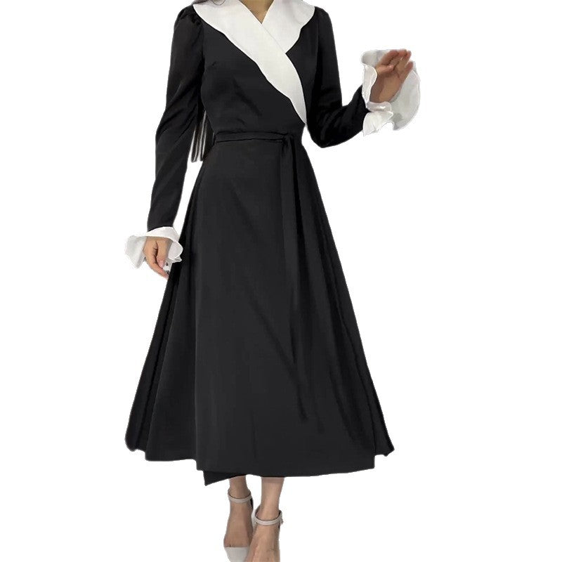 Damen Maxikleid mit eleganten Volantärmeln und Wickelgürtel Drune