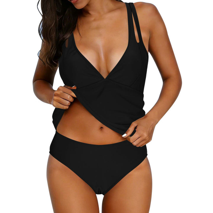 Damen Tankini-Set mit elegantem Wickeloberteil und hohem Bund Drune