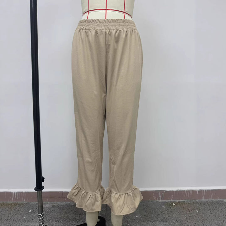 Damen Freizeithose mit Rüschenabschlüssen Drune