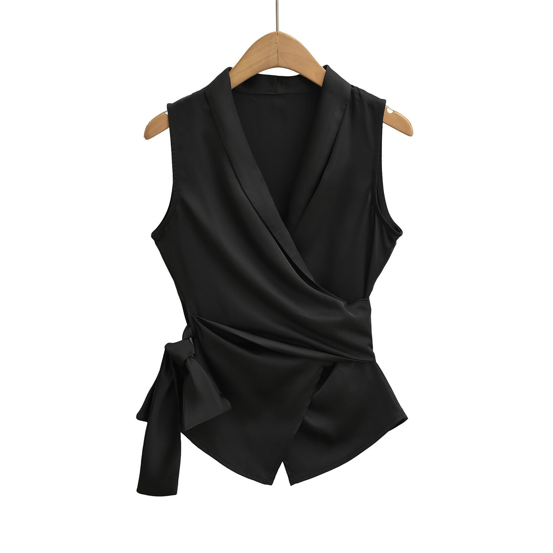Damen elegantes Wickeloberteil mit modischem Knoten und geschmeicheltem Schnitt Drune