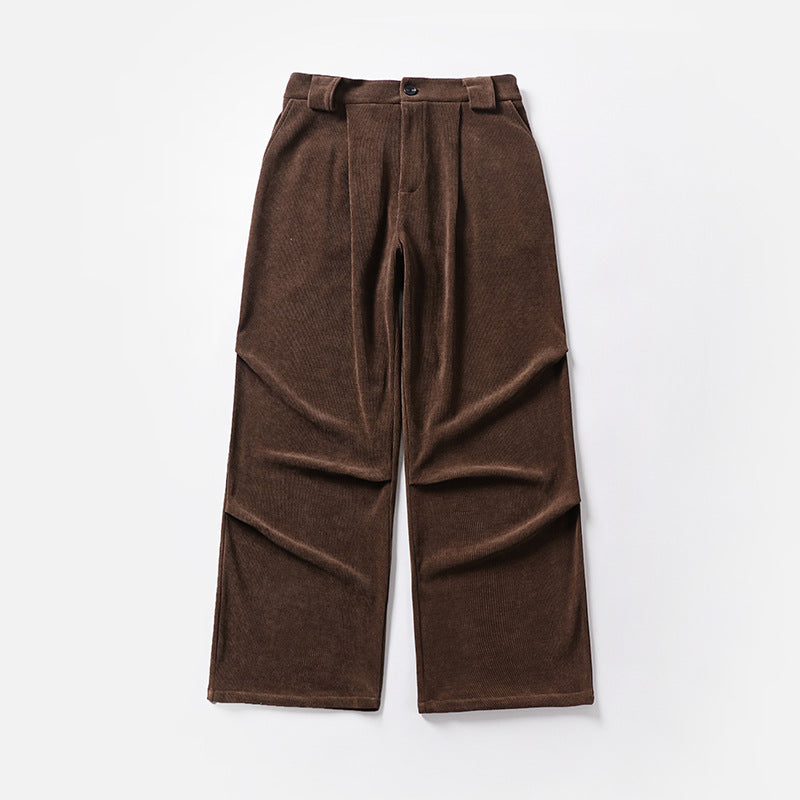 Damen Bundfalten-Hose mit weitem Bein und hoher Taille Drune