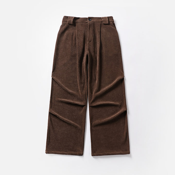 Damen Bundfalten-Hose mit weitem Bein und hoher Taille Drune