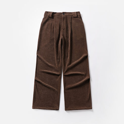 Damen Bundfalten-Hose mit weitem Bein und hoher Taille Drune