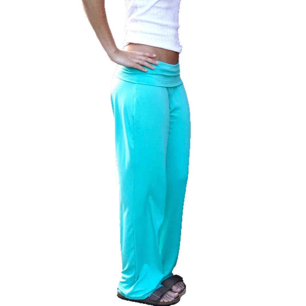 Damen nan Yogapalazzo mit doppellagigem Umschlagbund, fließender Weitbein‑Silhouette Drune