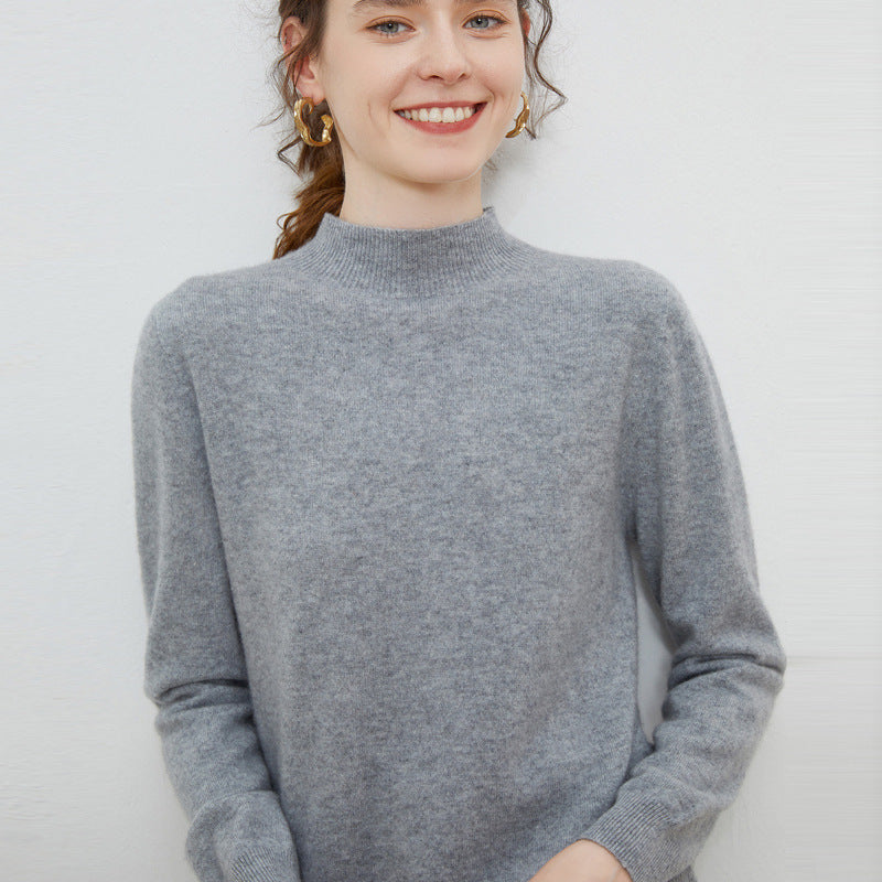 Damen weicher Feinstrick-Mockneckpullover mit Angora‑Look und legerer Silhouette Drune