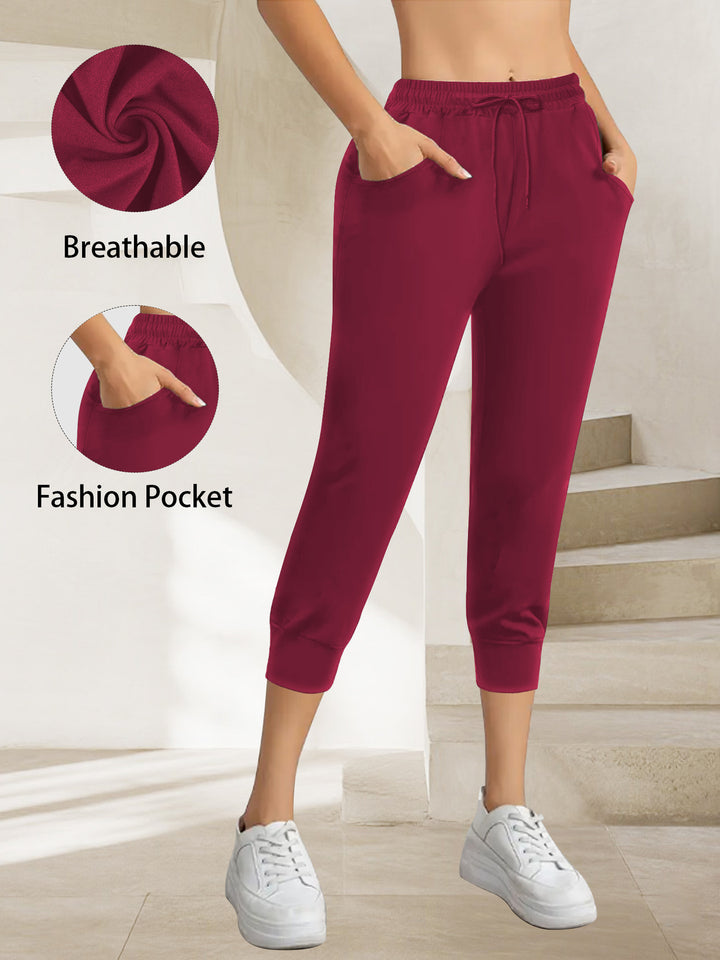 Damen Atmungsaktive Ankle-Joggerhose mit Kordelzug und Eingrifftaschen Drune