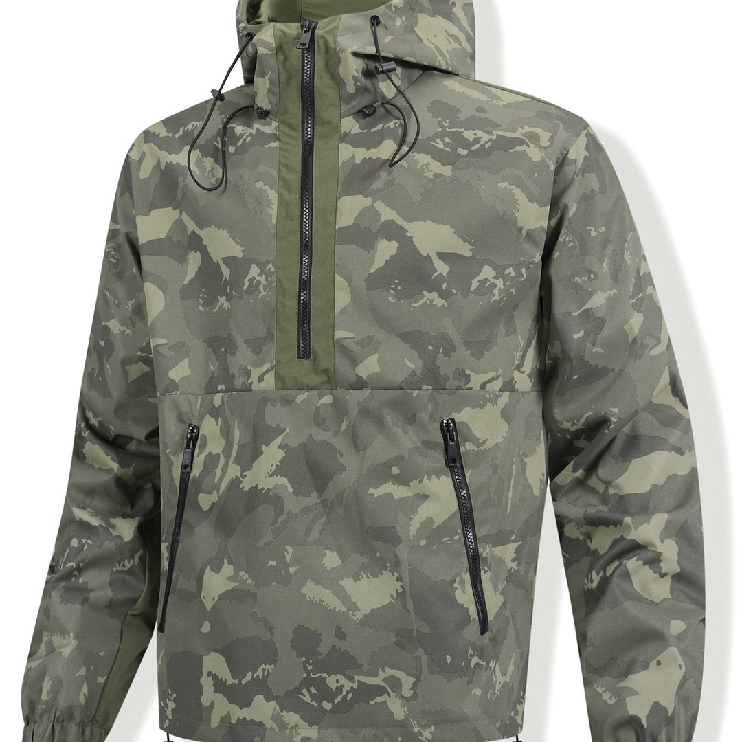 Herren Camouflage-Anorak mit Kapuze, halbem Reißverschluss und wasserabweisender Beschichtung Drune