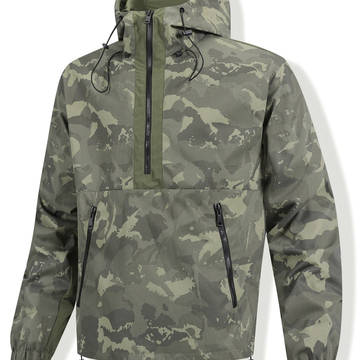Herren Camouflage-Anorak mit Kapuze, halbem Reißverschluss und wasserabweisender Beschichtung Drune