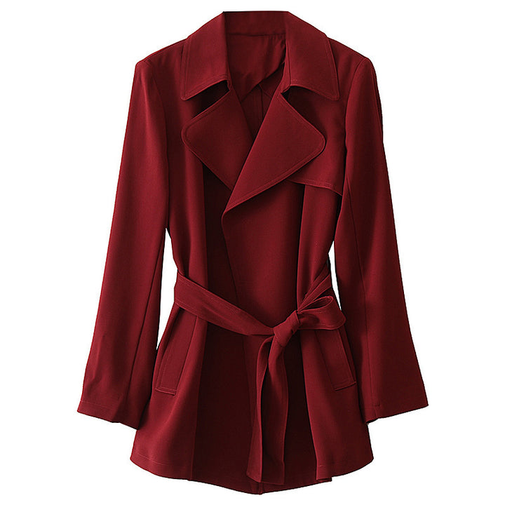 Damen Edles Trenchcoat mit Taillengürtel und praktischen Taschen Drune