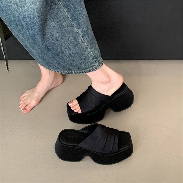 Damen Plateau-Pantoletten mit Leopardenprint und geknoteter Bandage Drune