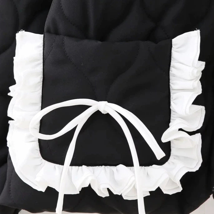 Damen gesteppte Kurzjacke mit Stehkragen und Volant‑Taschen Drune