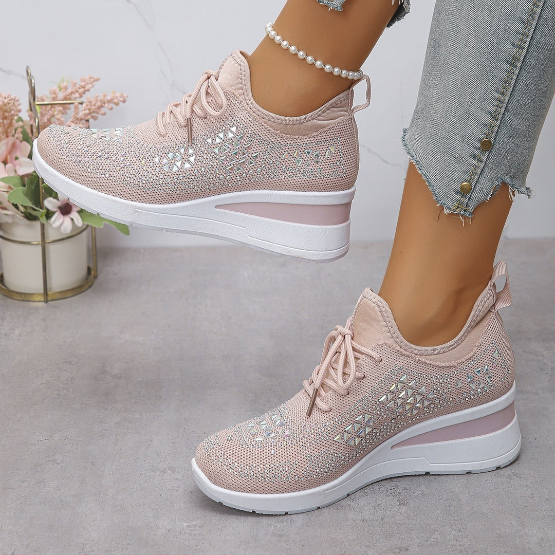 Damen Wedge-Sneaker mit atmungsaktivem Strick, gepolstertem Sockenschaft und leichtem Plateau Drune