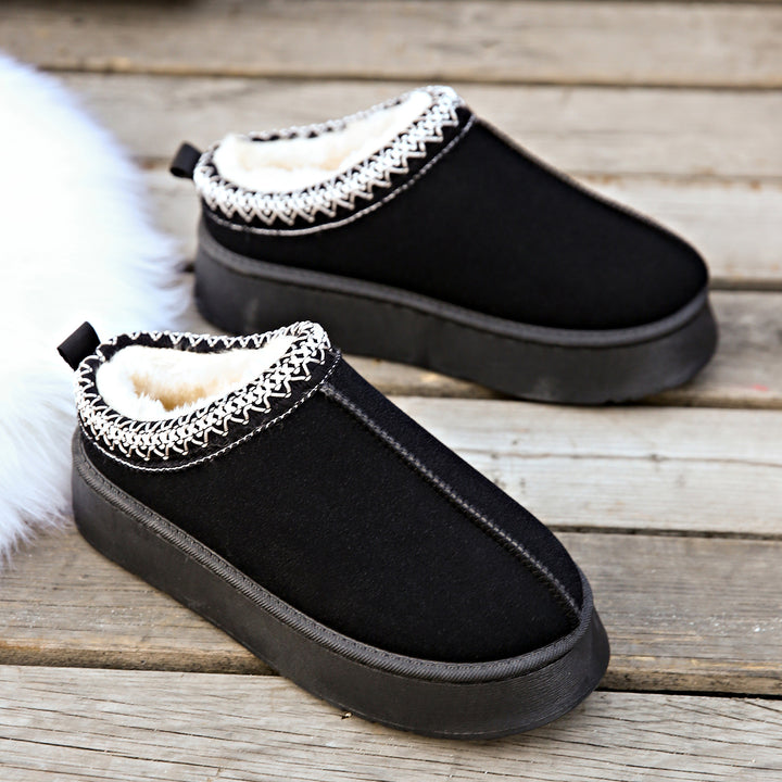 Damen Gefütterte Hausschuhe-Mules mit Teddyfutter und dekorativem Strickbesatz Drune