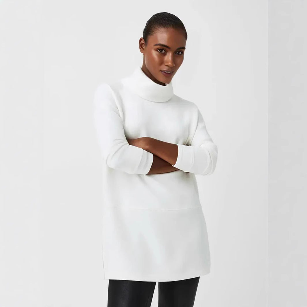 Damen Cozy Funnel Neck Tunika Pullover mit Übergrößen-Schnitt und seitlichen Schlitzen Drune