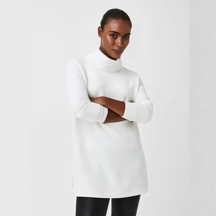 Damen Cozy Funnel Neck Tunika Pullover mit Übergrößen-Schnitt und seitlichen Schlitzen Drune