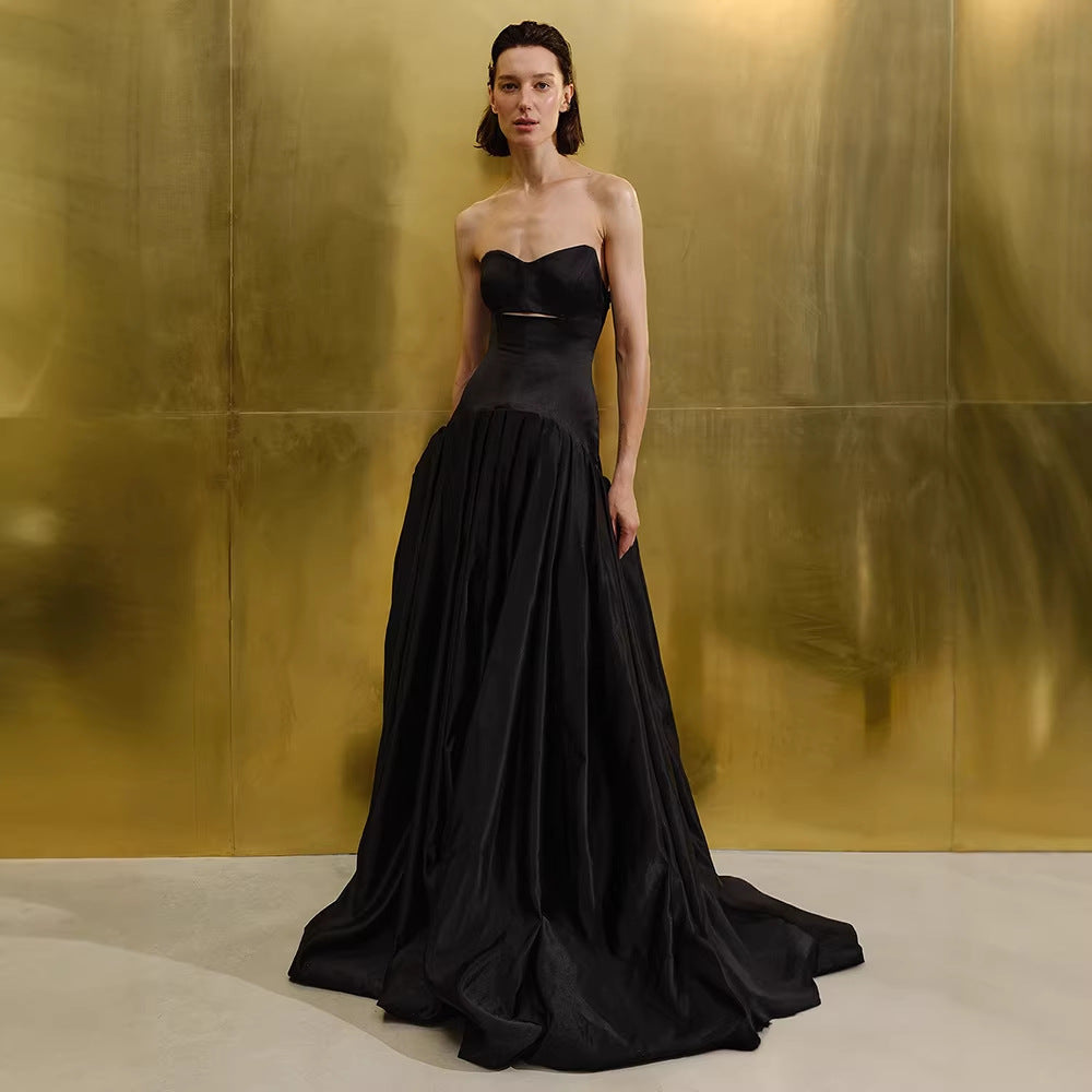 Damen bodenlanges Kleid mit herzförmigem Ausschnitt und raffiniertem Bustier Drune