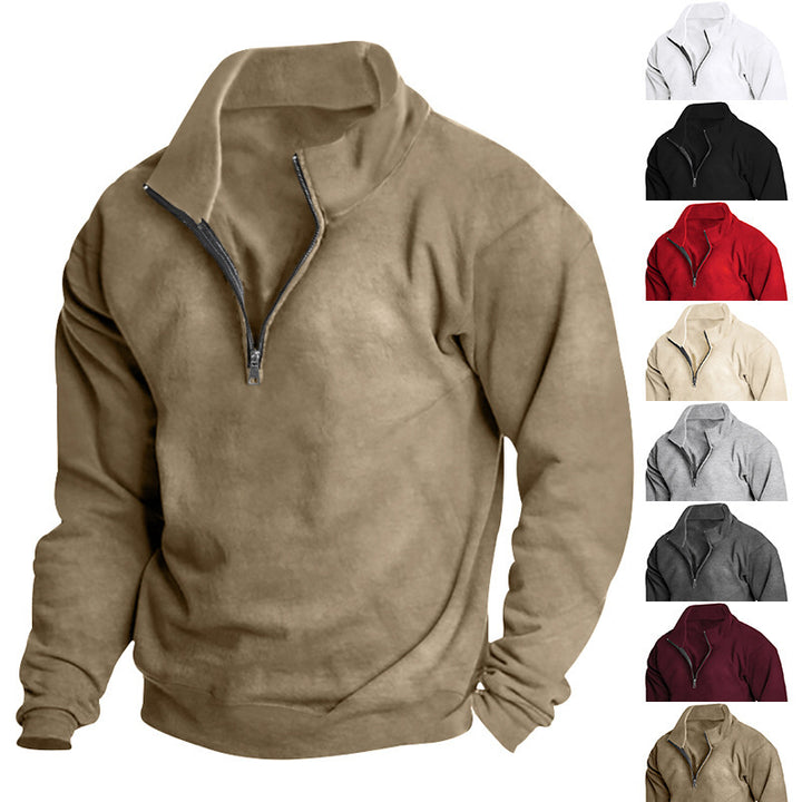 Unisex nan Oversize Sweatshirt mit halbem Reißverschluss und hohem Stehkragen Drune