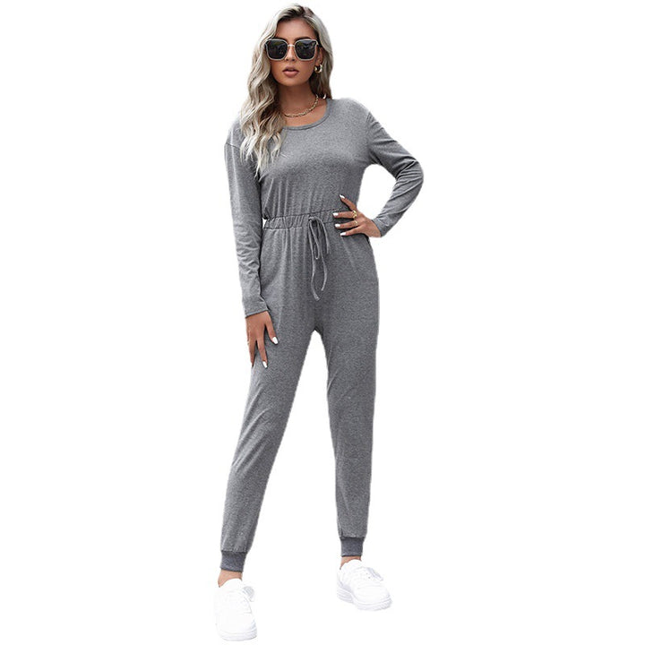 Damen Relaxter Sweat-Jumpsuit mit Tunnelzug, Langarm und Bündchen Drune