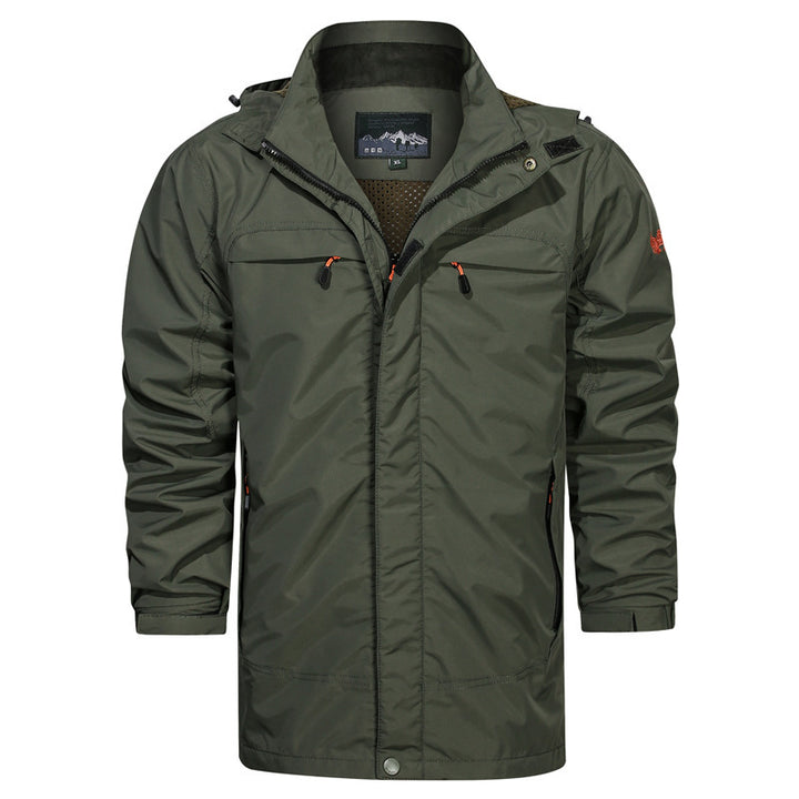 Herren Langer wasserabweisender Fieldparka mit Kapuze atmungsaktivem Meshfutter und Multifunktions‑Taschen Drune