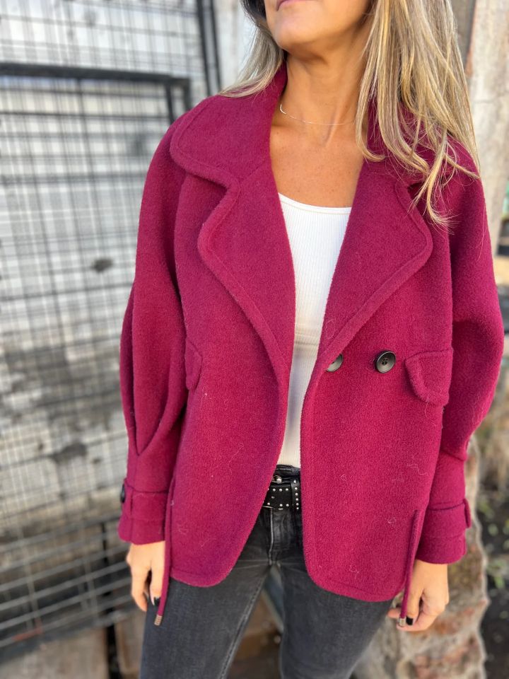 Damen Oversized Nachtjacke aus weichem Wollmix mit praktischen Taschen Drune