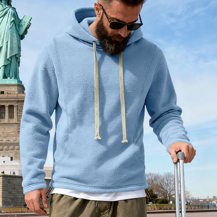 Herren Fleece-Hoodie mit Teddystruktur, Kapuze und entspannter Passform Drune