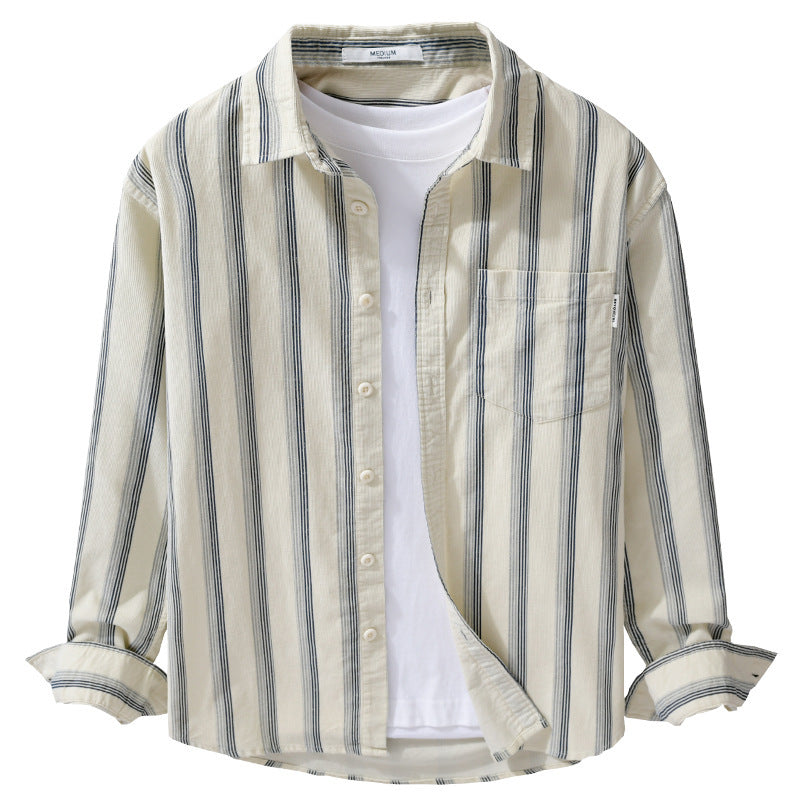 Herren Freizeithemd im Overshirt‑Stil aus leichtem Baumwollmix mit vertikalen Streifen Drune