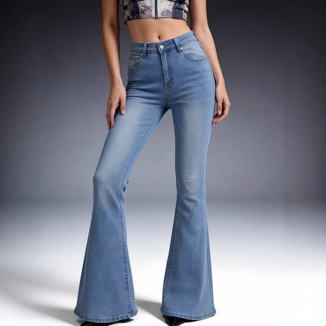 Damen nan hochtaillierte Schlagjeans mit figurformender Passform und weitem ausgestelltem Bein Drune