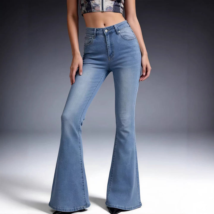 Damen nan hochtaillierte Schlagjeans mit figurformender Passform und weitem ausgestelltem Bein Drune