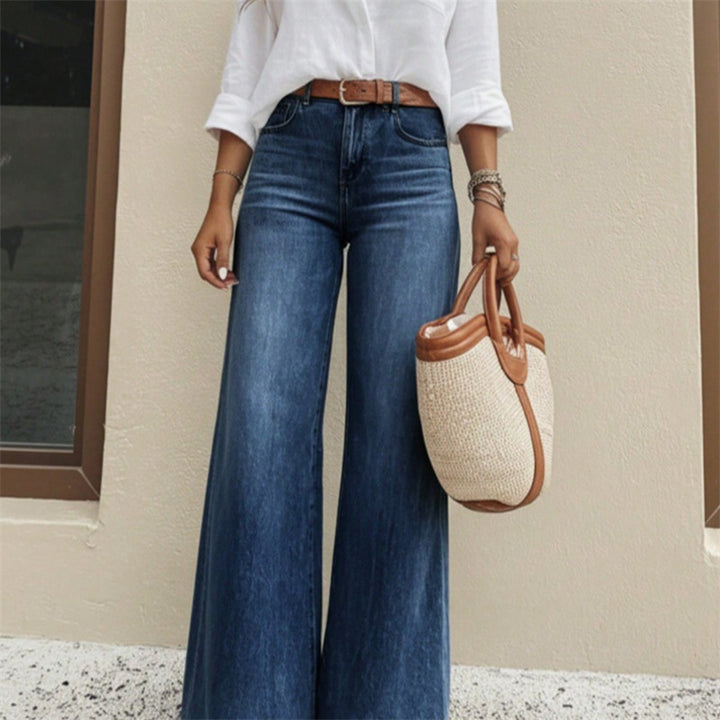 Damen Hochtaillierte extraweite Schlaghose aus Denim Drune