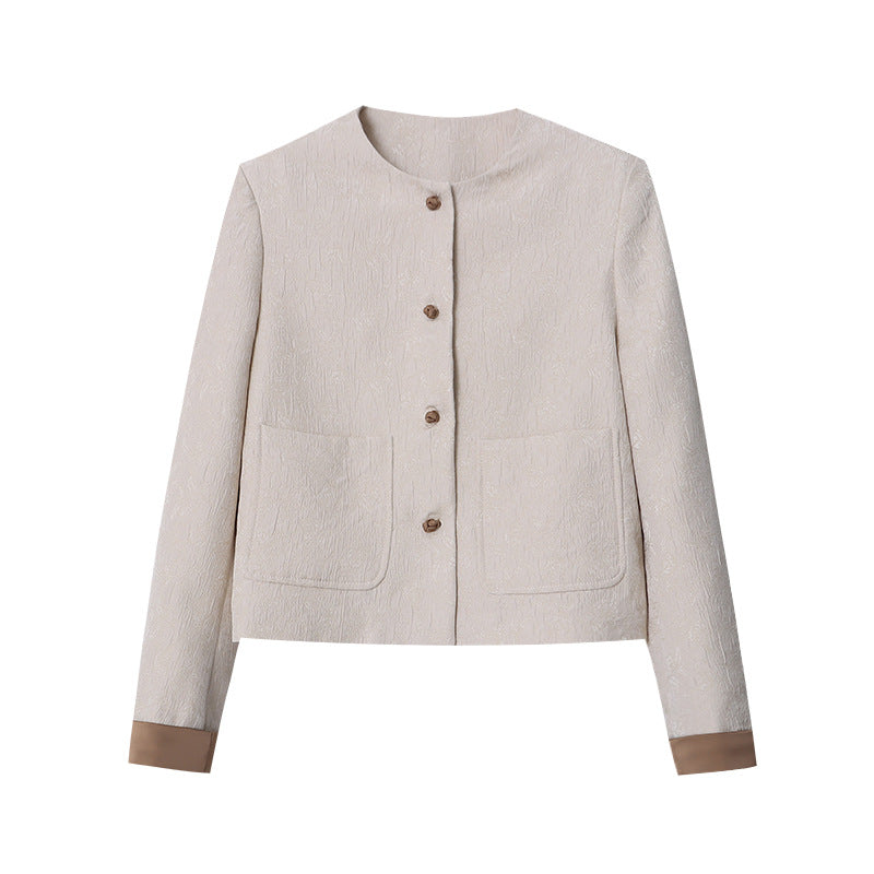 Damen eleganter kürzerer Blazer mit dekorativen Knopfdetails Drune