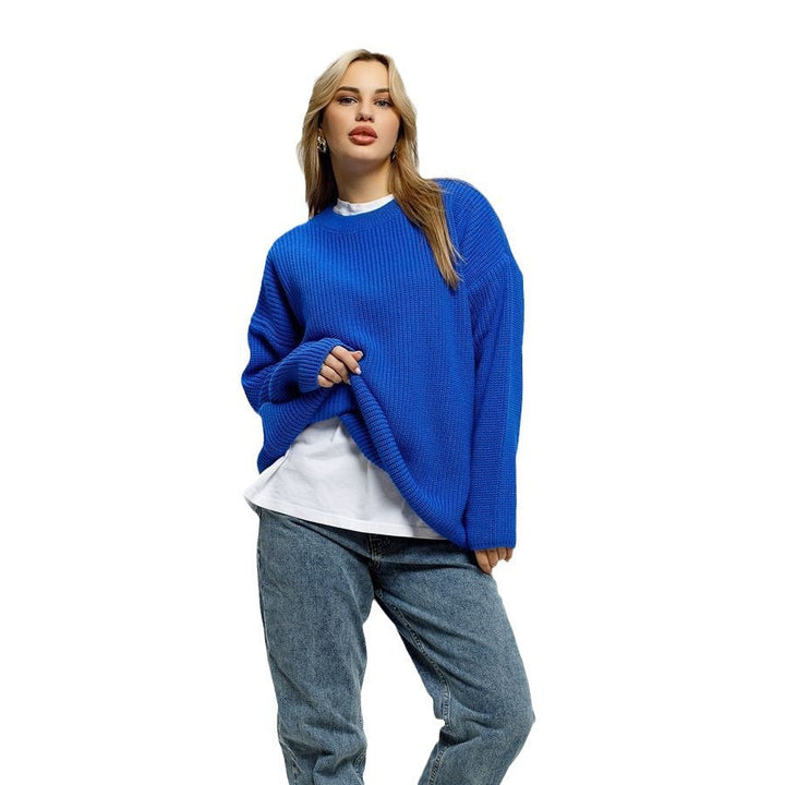 Damen Grob gestrickter Komfortpullover mit Rundhalsausschnitt Drune