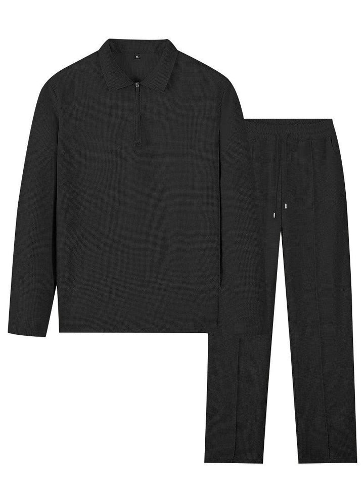 Herren Sportliches Relaxed-Fit Freizeitset mit Stehkragen Drune