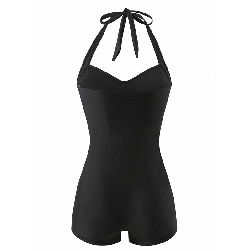 Damen Stilvoller Einteiler Badeanzug mit bindbarem Nackendesign Drune