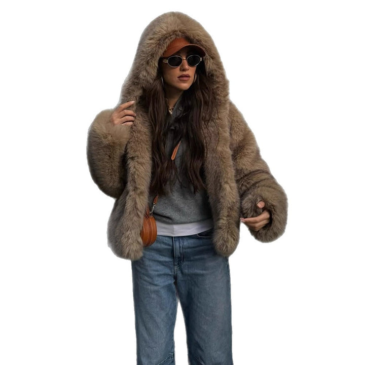 Damen Boxy-Kunstpelzjacke im Teddy-Look mit Oversize-Schalkragen Drune