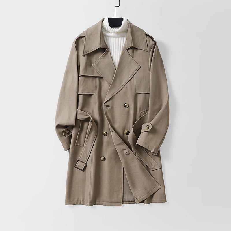 Damen Moderner Kurzmantel im Trench‑Stil mit doppelreihiger Knopfleiste und Epauletten Drune
