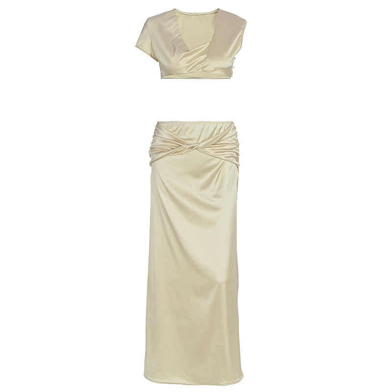 Damen Raffiniertes Crop Top und Maxi Rock Set Drune