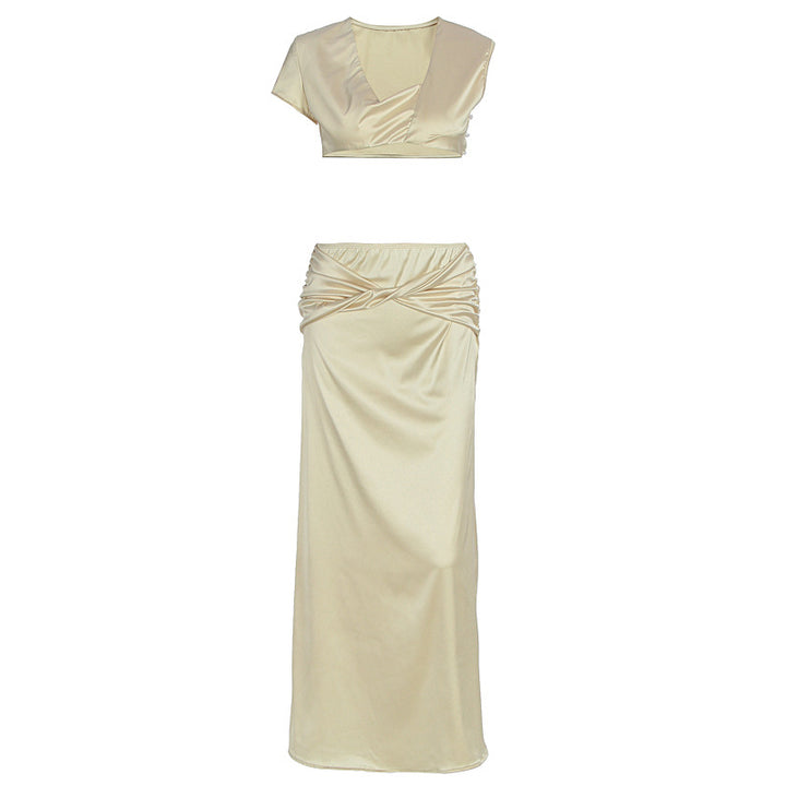 Damen Raffiniertes Crop Top und Maxi Rock Set Drune