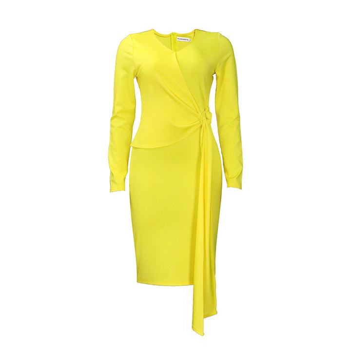 Damen Wickelkleid mit elegante Drapierung und modischem Taillengürtel Drune