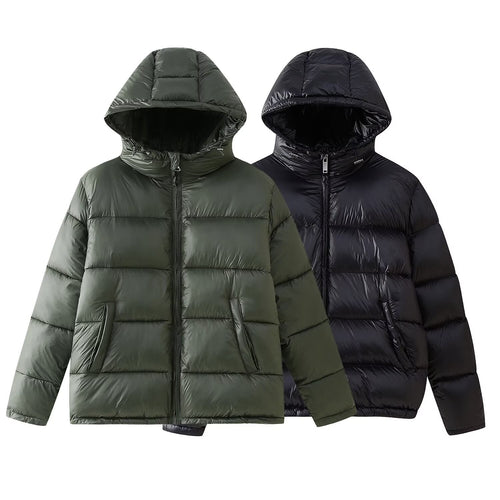 Damen funktionale Daunenjacke mit integrierter Kapuze und seitlichen Taschen Drune