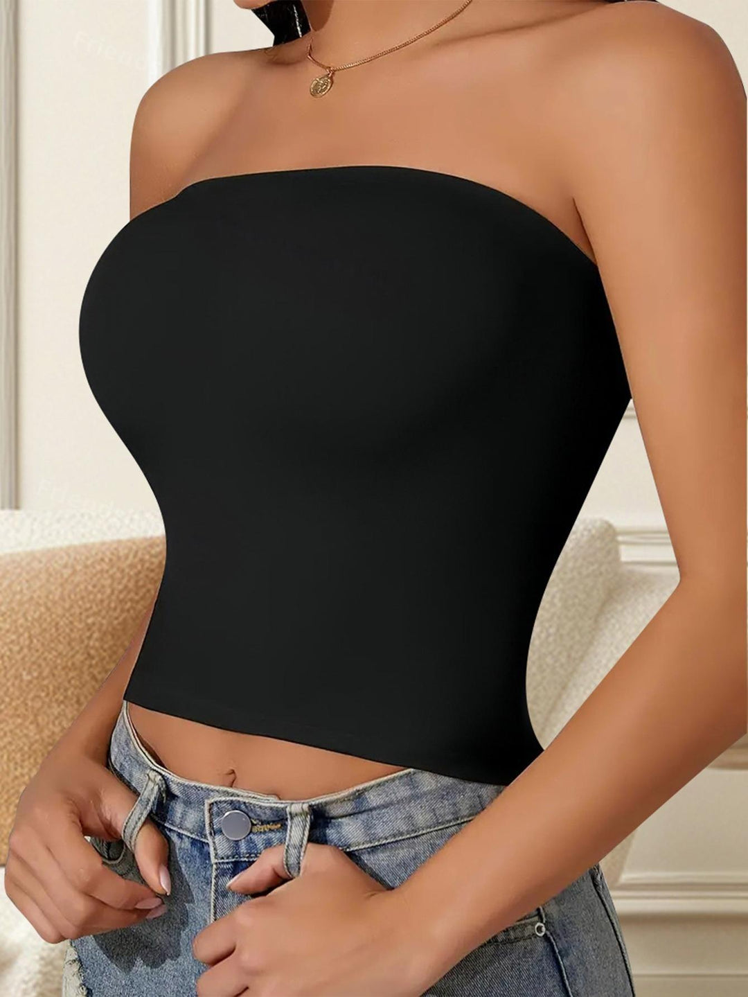 Damen Bandeau-Oberteil mit dekorativem Ketten-Design und elastischer Passform Drune