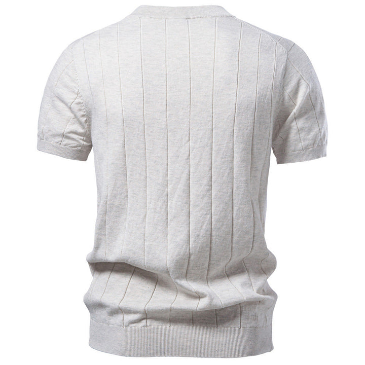Herren nan leichter Kurzarm-Strickpullover mit feiner Rippenstruktur und Rundhalsausschnitt Drune