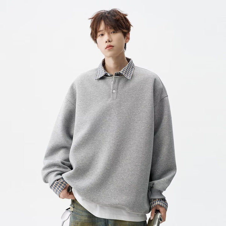 Herren Oversized Sweatshirt mit Kragen Drune