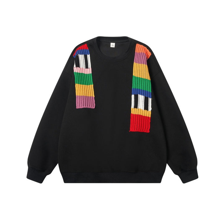 Unisex Oversize-Sweatshirt mit Strickapplikationen und Rundhalsausschnitt Drune