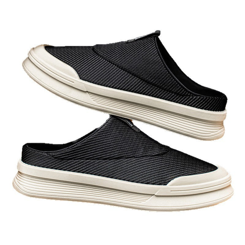 Herren Backless Slip‑On Sneaker mit atmungsaktivem Strickoberteil und dicker EVA‑Plateausohle Drune